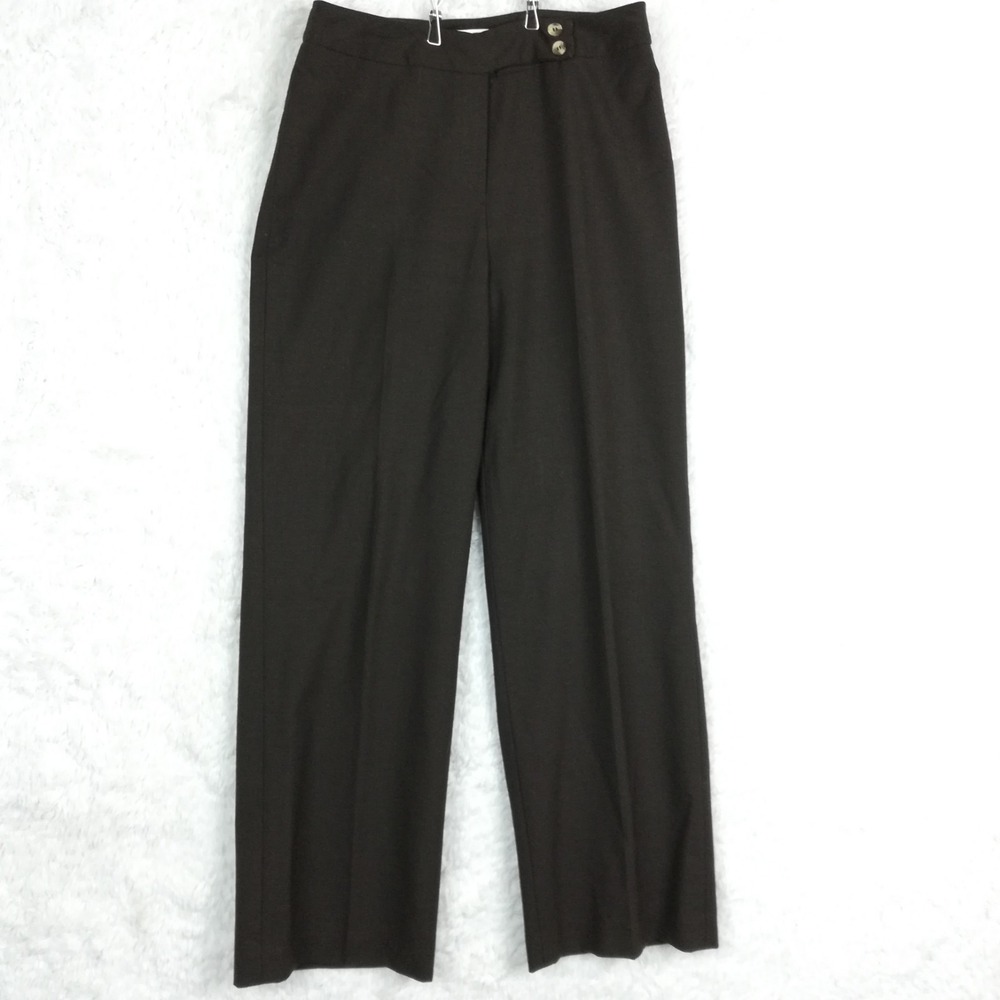 Pursuits‎ Ltd Womens Pants Wool Blend Dress Career Straight Leg Brown 8